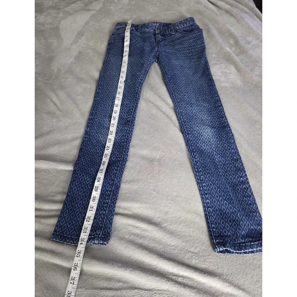 Old Navy Jeans Girls 10 Blue Super Skinny Stretch Geometric Print Denim